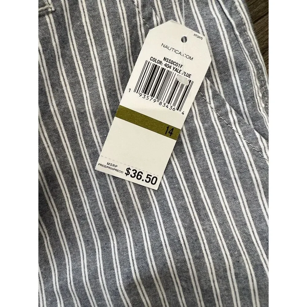 Nautica Boys Shorts Size 14 NWT Blue & White Stripe- Beach Family Photos